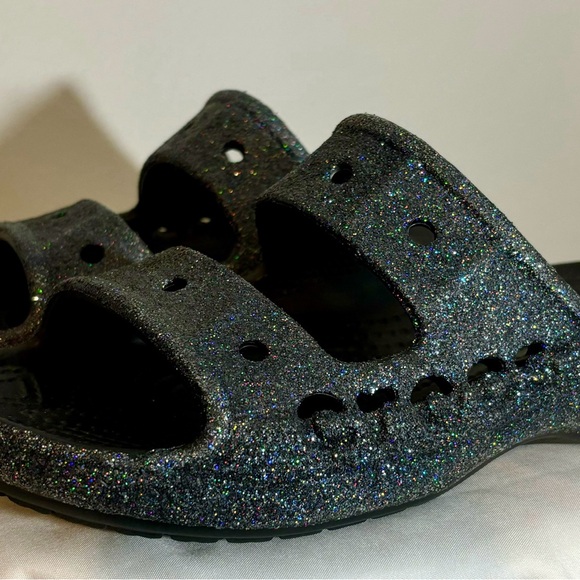 CROCS BAYA Black GLITTER Sandals SIZE 7 Women’s - Picture 6 of 11